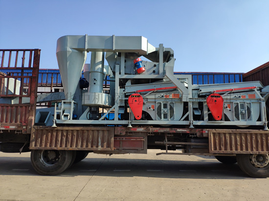 Air sieve specific gravity grain separator in transfer